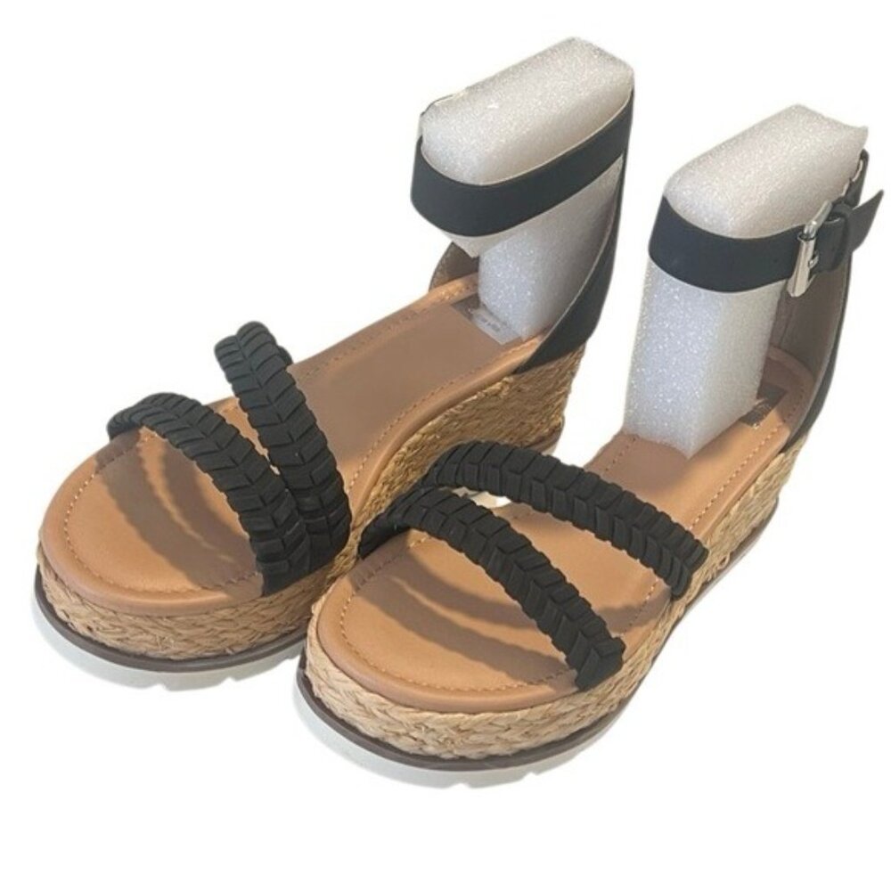 Dolce Vita Biddy Black Strappy Ankle Strap Wedge Sandals Size 7.5 NWOB